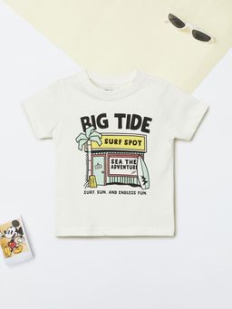 max - Off White Boys Graphic Printed T-Shirt