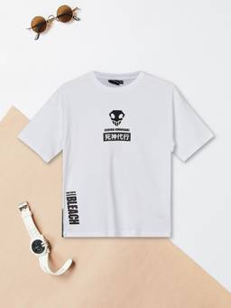 max - White Boys Bleach Print Oversized T-Shirt