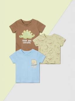 max - Multi-Color Boys Printed T-Shirt (Pack of 3)