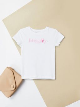 max - White Girls Printed T-Shirt