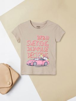 max - Beige Girls Graphic Print T-Shirt