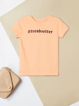 max - Peach Girls Printed T-Shirt