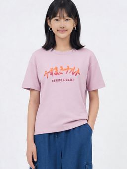 max - Pink Girls Naruto Print T-Shirt