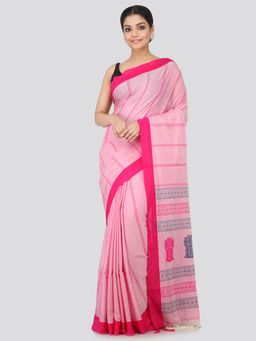 PinkLoom - Women's Cotton Saree With Unstitched Blouse Piece