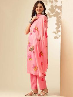 EthniFlair - Brush Paint Cotton Kurta Pant and Nazneen Dupatta