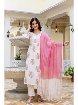 EthniFlair - Floral Cotton Kurta with Pant and Dupatta