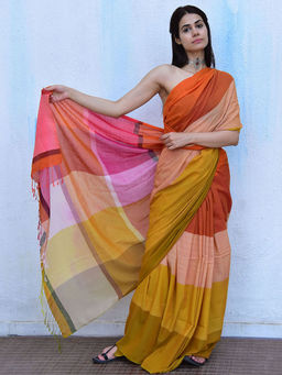 Chidiyaa - Leela Marigold Handwoven Cotton Saree