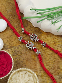 I Jewels - Red Om Design Rakhi Gift Set