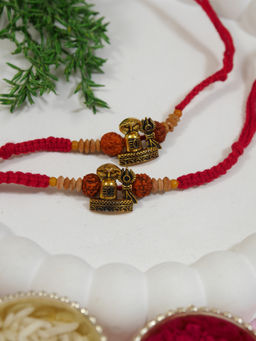 I Jewels - Red Shivling Design Rakhi Gift Set