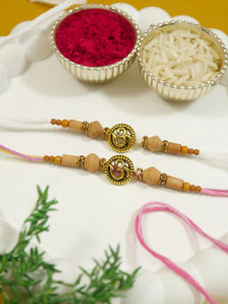 I Jewels - Om and Sandalwood Beads Rakhi Gift Set