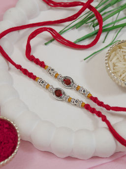 I Jewels - Red Rudraksha Beads Rakhi Gift Set