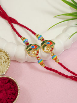 I Jewels - Multi-Color Fancy Peacock Design Rakhi Gift Set