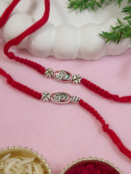 I Jewels - Red Om Rakhi Gift Set