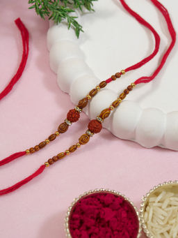 I Jewels - Red Single Rudraksh Rakhi Gift Set