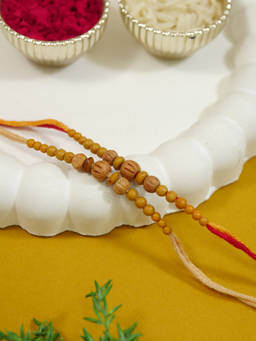 I Jewels - Brown Sandalwood Beads Rakhi Gift Set