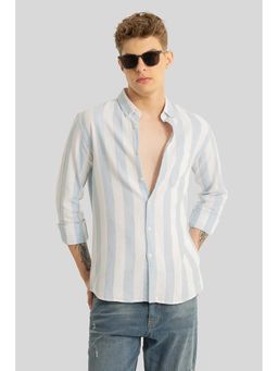 Snitch - Light Blue Stripes Full Sleeves Slim Casual Shirt