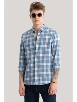 Snitch - Blue Checks Full Sleeves Slim Casual Shirt
