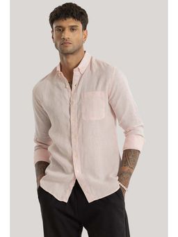 Snitch - Light Pink Solid Full Sleeves Slim Casual Shirt