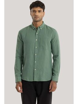 Snitch - Green Solid Full Sleeves Slim Casual Shirt