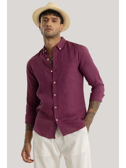 Snitch - Purple Solid Full Sleeves Slim Casual Shirt