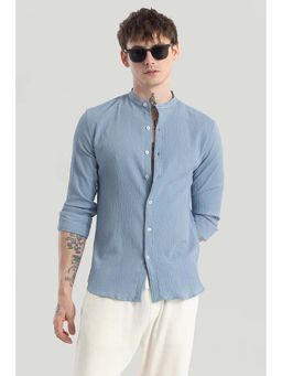 Snitch - Blue Textured Full Sleeves Slim Casual Shirt