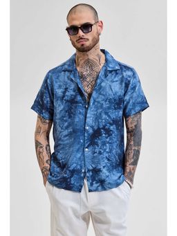 Snitch - Blue Tie and Dye Half Sleeves Boxy Casual Shirt