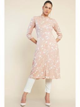 Soch - Women Peach Rayon Printed Kurta
