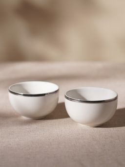 Pure Home + Living - White Small Bowls with Silver Line