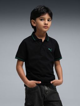 Puma - Water Break Boys Black Graphic Polo T-Shirt