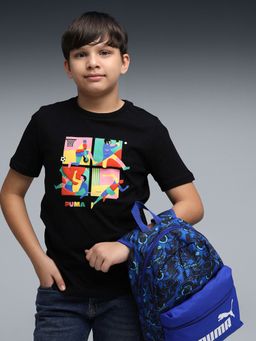 Puma - Curious Explorers Youth Black Regular Fit Cotton T-Shirt