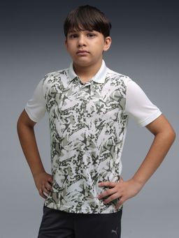 Puma - Boys White Sprint Print Polo T-Shirt