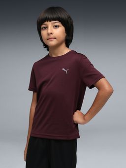 Puma - Boys Maroon Sprint Sweat-Wicking Crew T-shirt