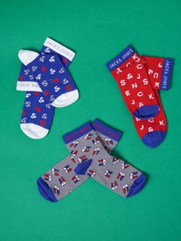 Jack & Jones Junior - Boys Midi Length Printed Socks - Pack of 3