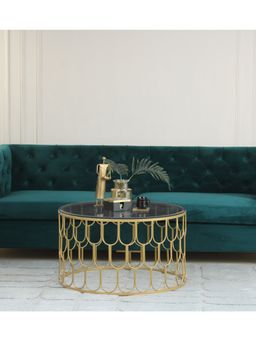 Claymint - Belmont Black Glass Coffee Table In Gold Finish