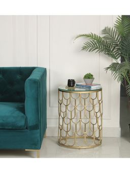 Claymint - Belmont Clear Glass Side Table In Gold Finish