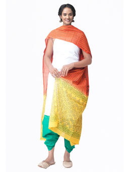 Unnati Silks - Unstitched White Pure Kanchi Cotton Salwar Kameez (Set of 3)