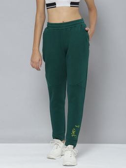 Alcis - Women Green Typography Printed Slim Fit Sports Joggers