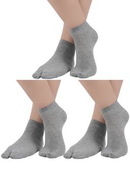 NEXT2SKIN - Womens Low Ankle Length Cotton Thumb Socks (Pack of 3) (Light Grey)