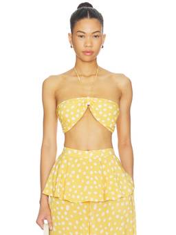 ADRIANA DEGREAS - X Revolve Women's Padded Halter Bandeau Bikini Top Yellow