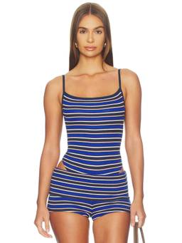 AFRM - Ribbed Jersey Women's Striped Thong Back Bodysuit Blue