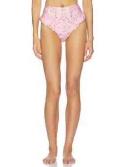Agua by Agua Bendita - Jengibre Women's High-Waist Shell Print Bikini Bottom Pink