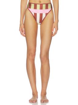 Baobab - Kina Women's High-Waist Striped Bikini Bottom Multi-Color