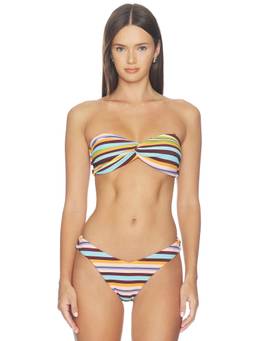 BEACH RIOT - Juno Women's Striped Twist Front Bikini Top Multi-Color