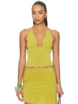 Bella Venice - Jade Women's Halter Neck Tie-Up Bikini Top Green