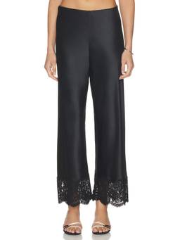 CAMI NYC - Bristol Lace Women's Satin Lace Trim Pajama Pant Black