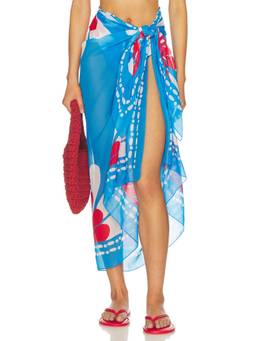 Cala de la Cruz - Luana Women's Sheer Floral Tie-Up Swim Cover-Up Blue