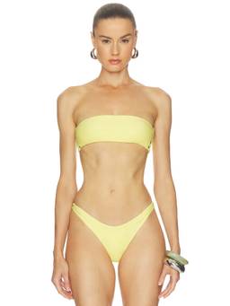Camila Coelho - Noa Women's Studded Trim Boned Bandeau Bikini Top Yellow