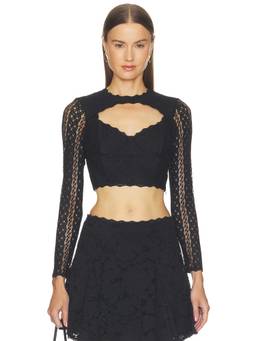 Charo Ruiz Ibiza - Beatrice Women's Lace Keyhole Bodysuit Black