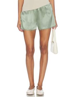 DONNI. - Silk Lace Women's Scalloped Trim Sleep Shorts Green