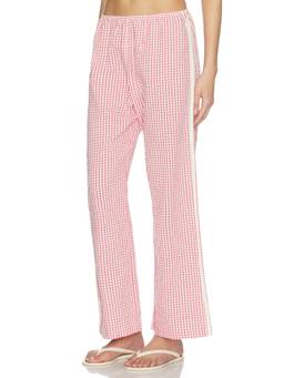 DONNI. - Cotton Gingham Stripe Women's Seersucker Crop Pajama Pant Pink